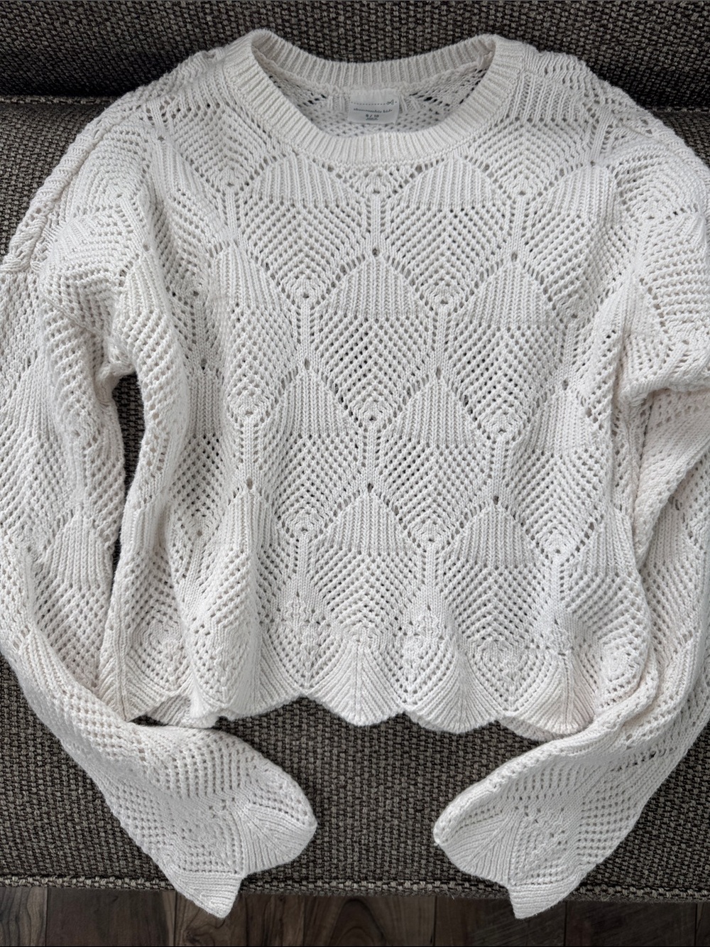 abercrombie kids White Open-Knit Diamond Pattern Sweater
